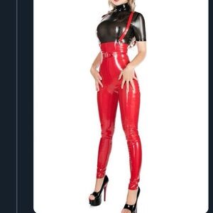 Latex Highwaisted Suspender Pants